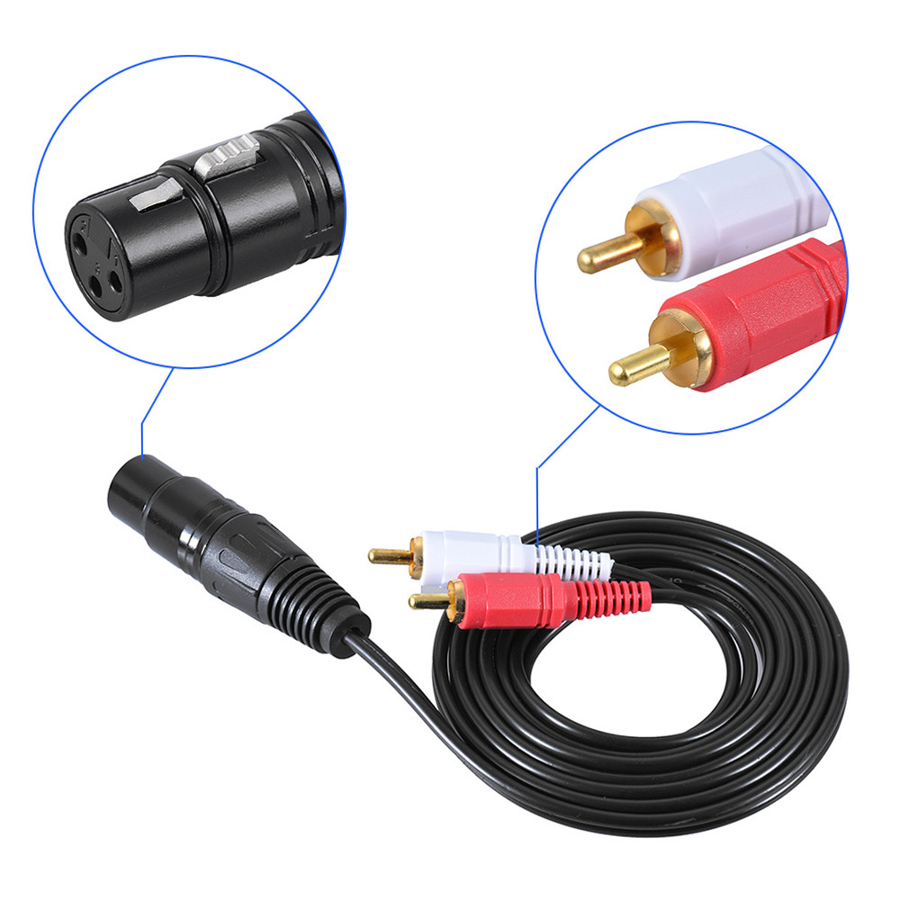 Telbr 1.5m/5 Pés Divisor De Áudio Estéreo Patch Y Cabo 1 XLR Fêmea Para 2 RCA Macho Plug