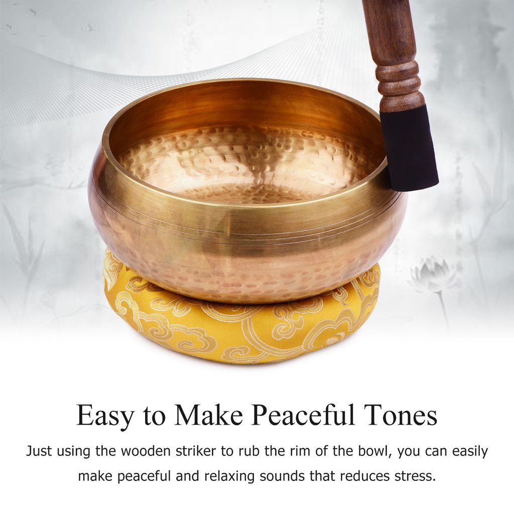 fgstbr Conjunto De Tigela De Canto Tibetana Com Som Grande De Metal Feito À Mão De 20.5 Cm/8 Polegadas E Almofada Macia