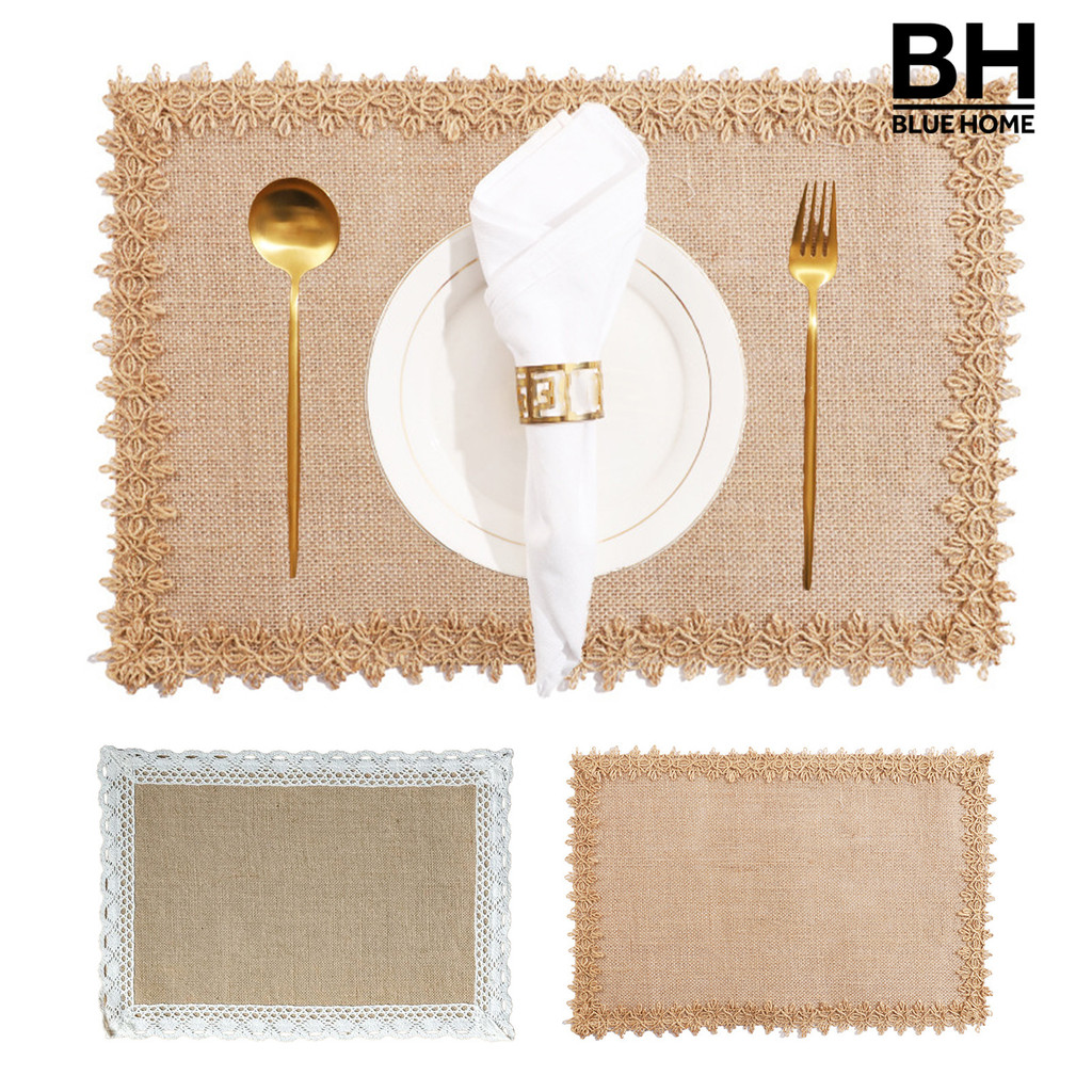 Bluehome Bohemian Jute Placemats Com Isolamento Térmico Tapetes Resistentes Ao Desgaste À Prova De Manchas Almofadas Reu