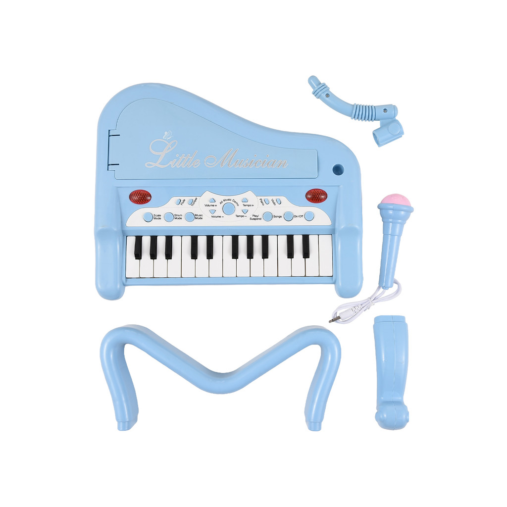 Toggbr Teclado Eletrônico De 25 Teclas Piano Mini Instrumento Musical Com Microfone Rotativo De 360 Graus Música Portáti