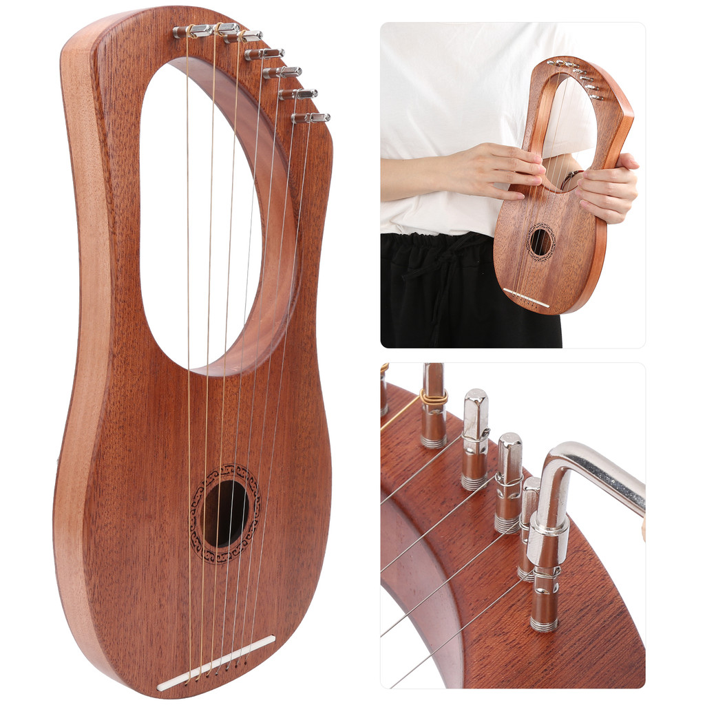 Telbr Lira Harpa Rosewood Durável Estável Corda Portátil Chave Giratória De Madeira 7 Instrumento De Metal