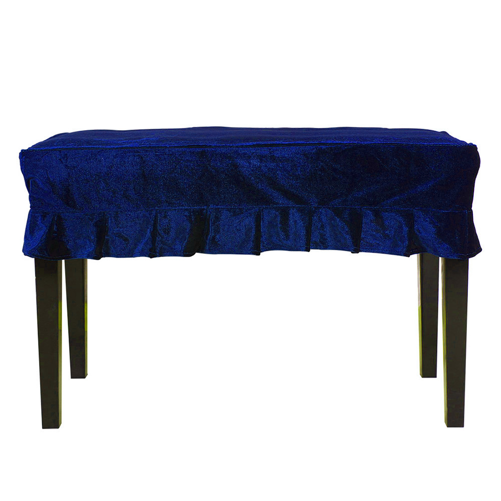 Telbr Pleuche Pano Piano Banco Duplo Capa Anti Poeira Com Borda Enrugada Decoração De Renda (Azul)