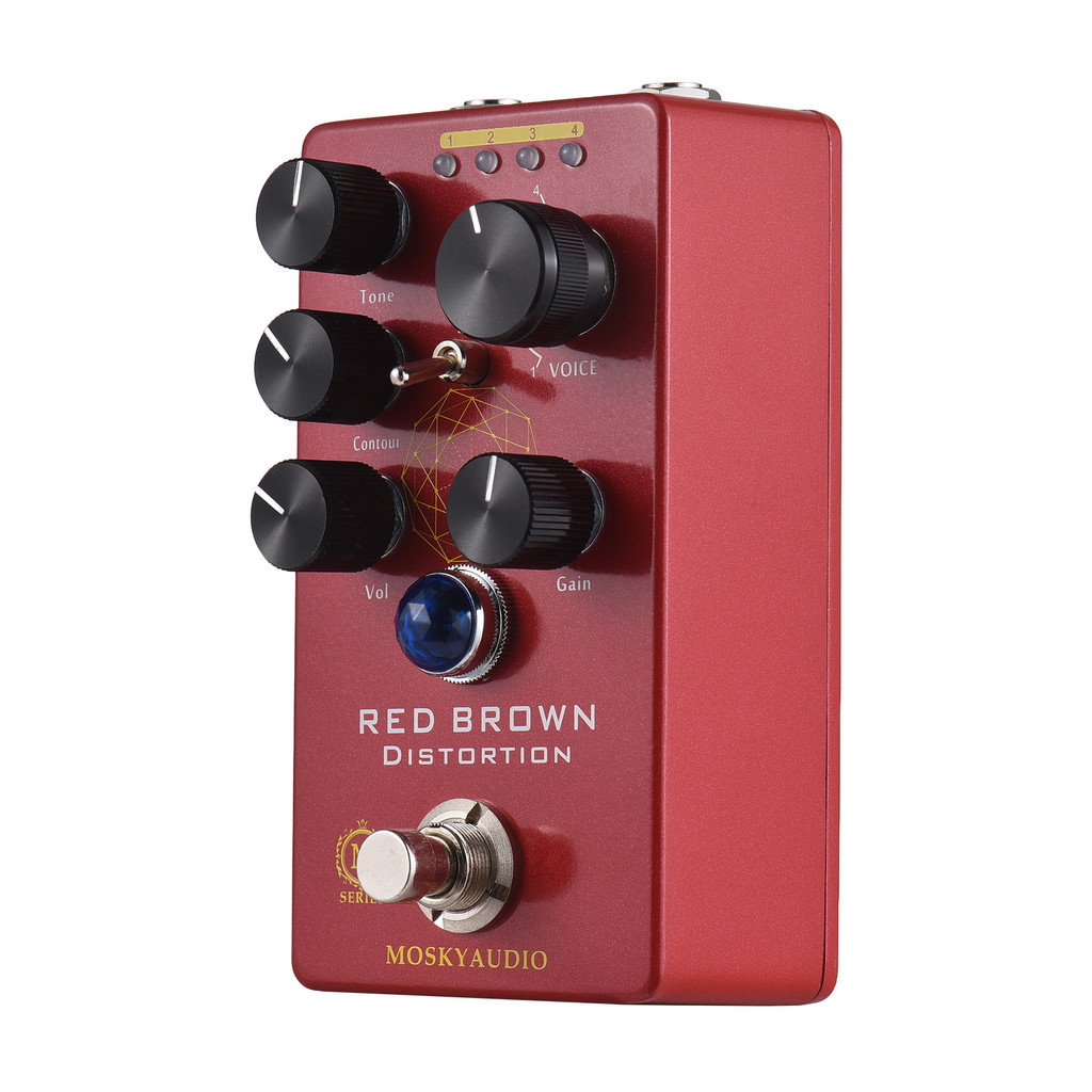 Pedal De Efeitos De Distorção De Guitarra MOSKYAUDIO Vermelho Marrom Efeito Baixo E 4 Modelos Com Interface De Entrada/S