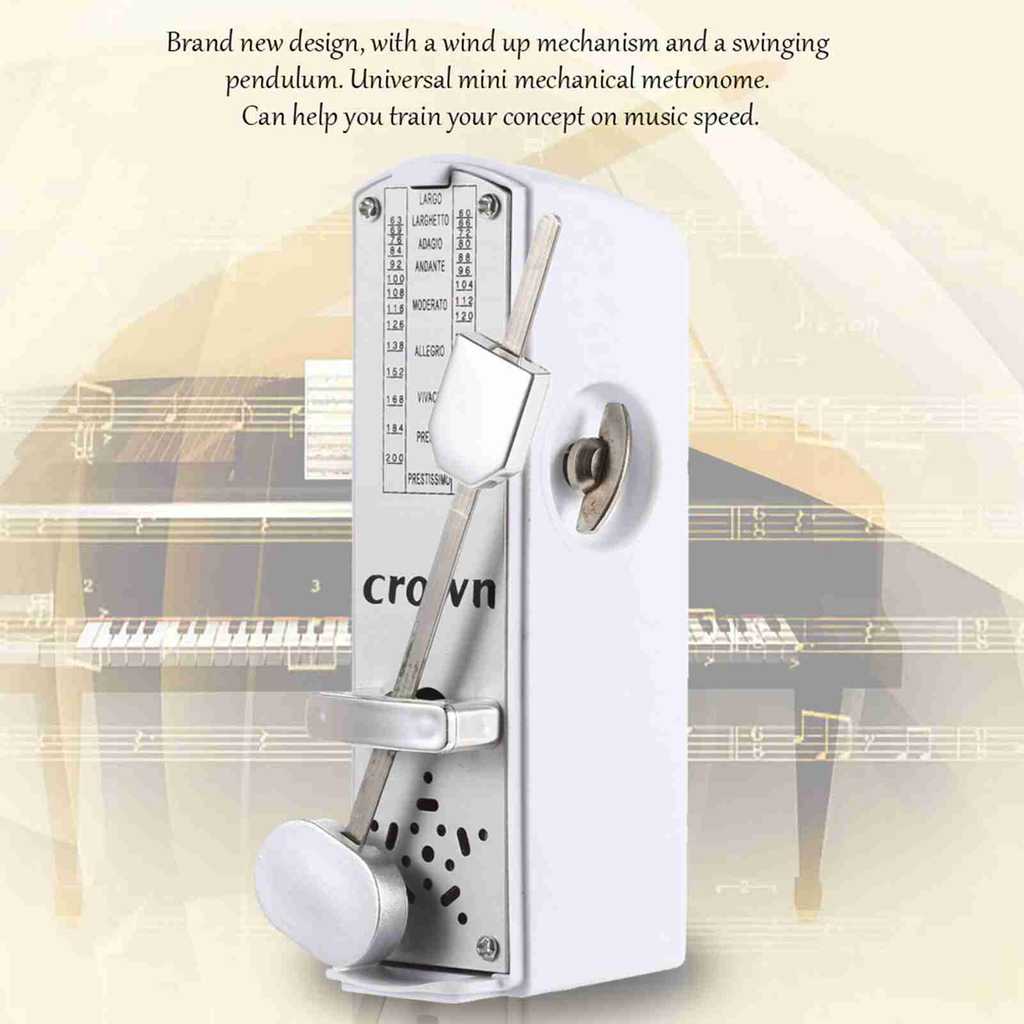 Telbr Portátil Mini Metrônomo Mecânico Universal 11cm De Altura Para Piano Guitarra Violino Ukulele Cítara Chinesa Musi