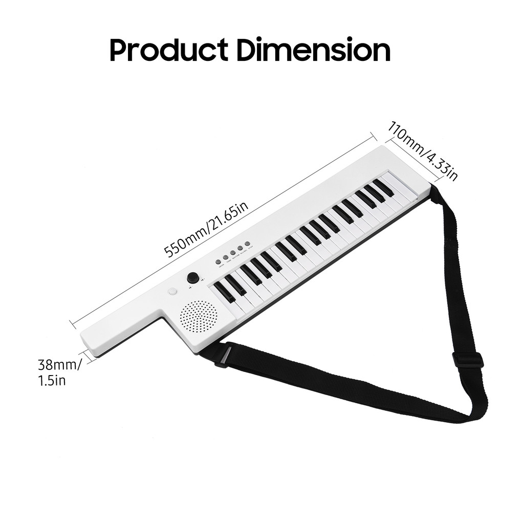 fgstbr Guitarra Piano Eletrônico Com Mini Teclado 37 Teclas Recarregável Infantil