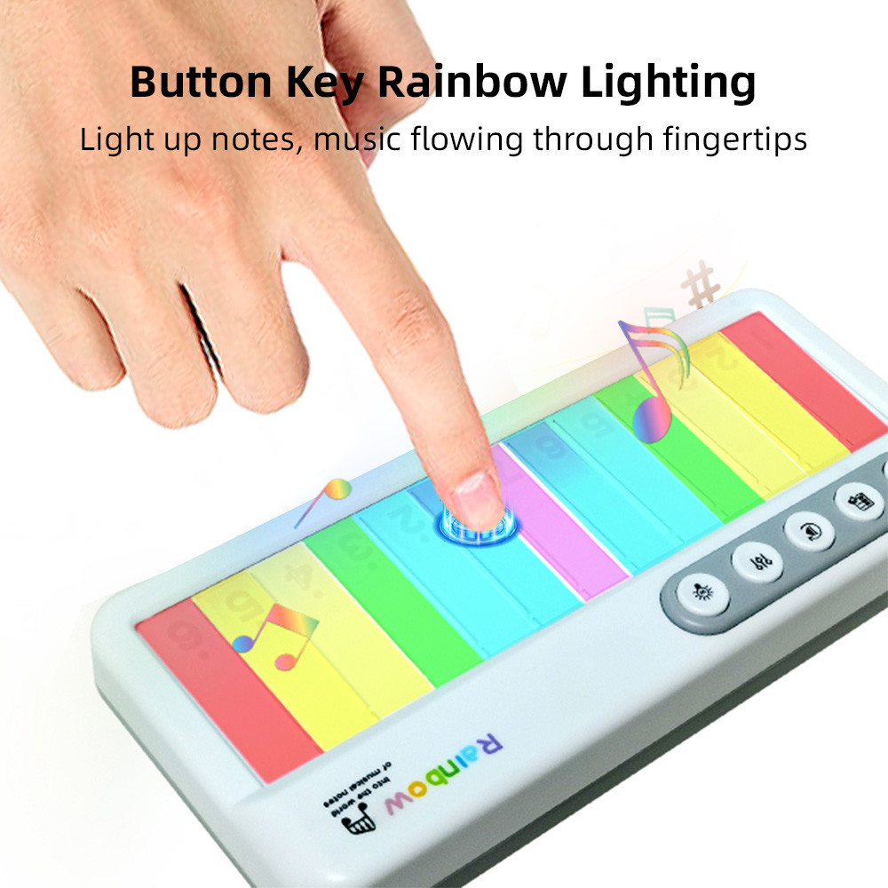 fgstbr Teclado Musical Colorido De 13 Teclas Piano Instrumento Caixa De Luz Portátil Pequena Com Presente De Iluminação