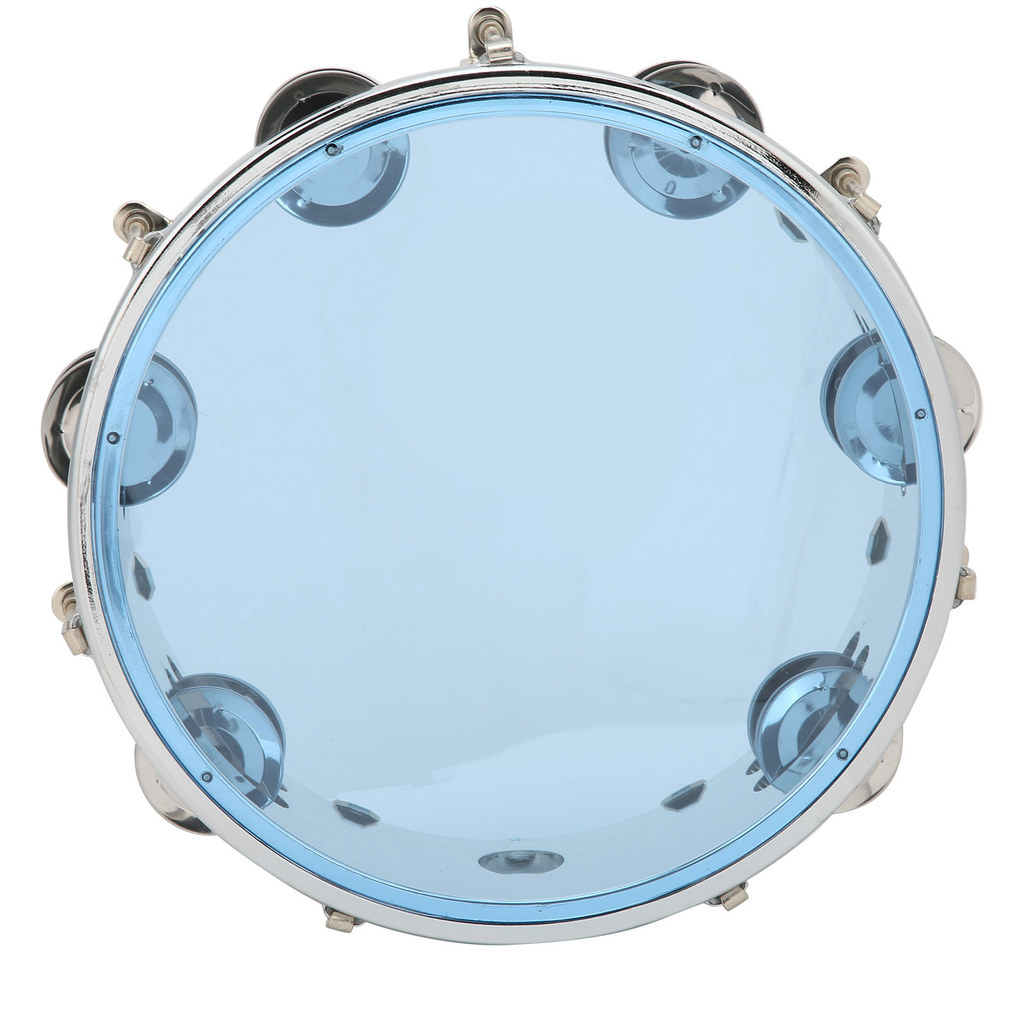 fgstbr MBAT Pandeiro Tom Ajustável Linha Dupla Jingle Bells Tambor Portátil Instrumento De Percussão 8inBlue