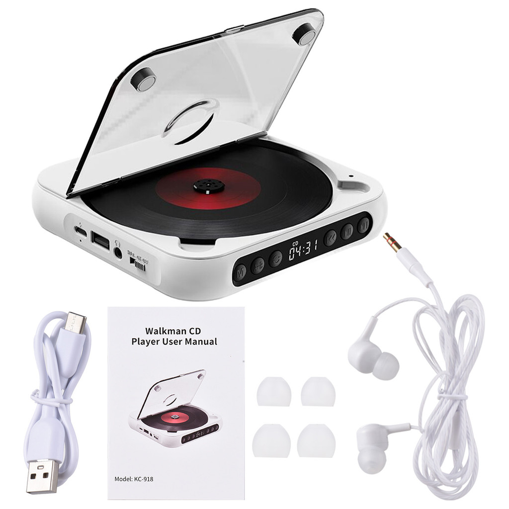 Toggbr CD Player Portátil BT Music Runner Com Capa À Prova De Poeira 6 Modos Ab Repetir Temporizador Controle Remoto Pla