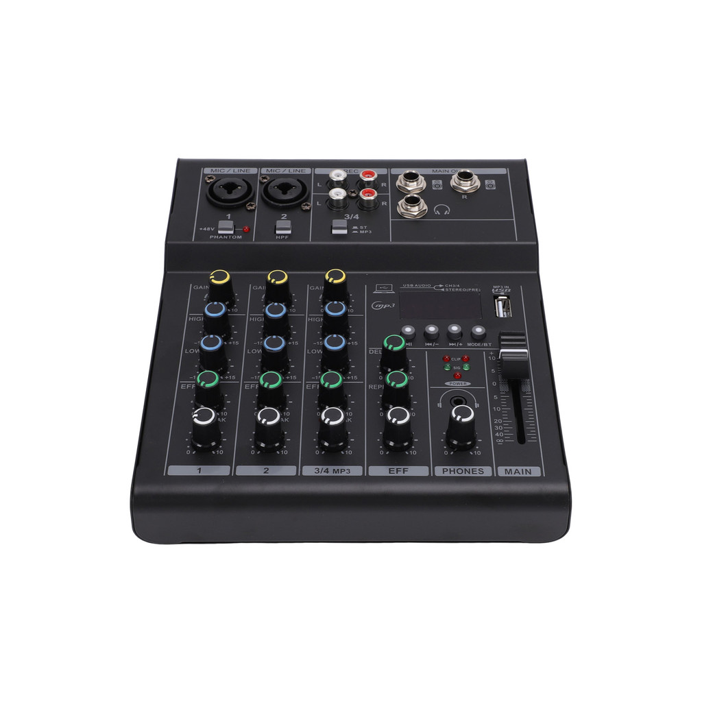 Telbr Mini Mixer De Som De 4 Canais , Placa De Mixagem De DJ Com BT MP3 USB 48V Phantom Power Amplificador De Guitarra E