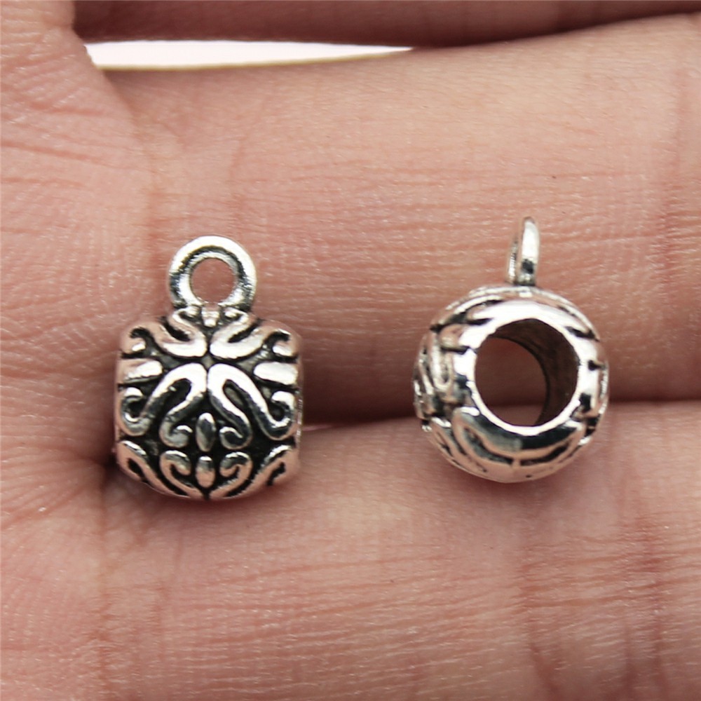 WYSIWYG 10 Peças 8x12mm Pingente De Contas De Cor Prata Antiga Para Fazer Joias Faça Você Mesmo , Descobertas Artesanais