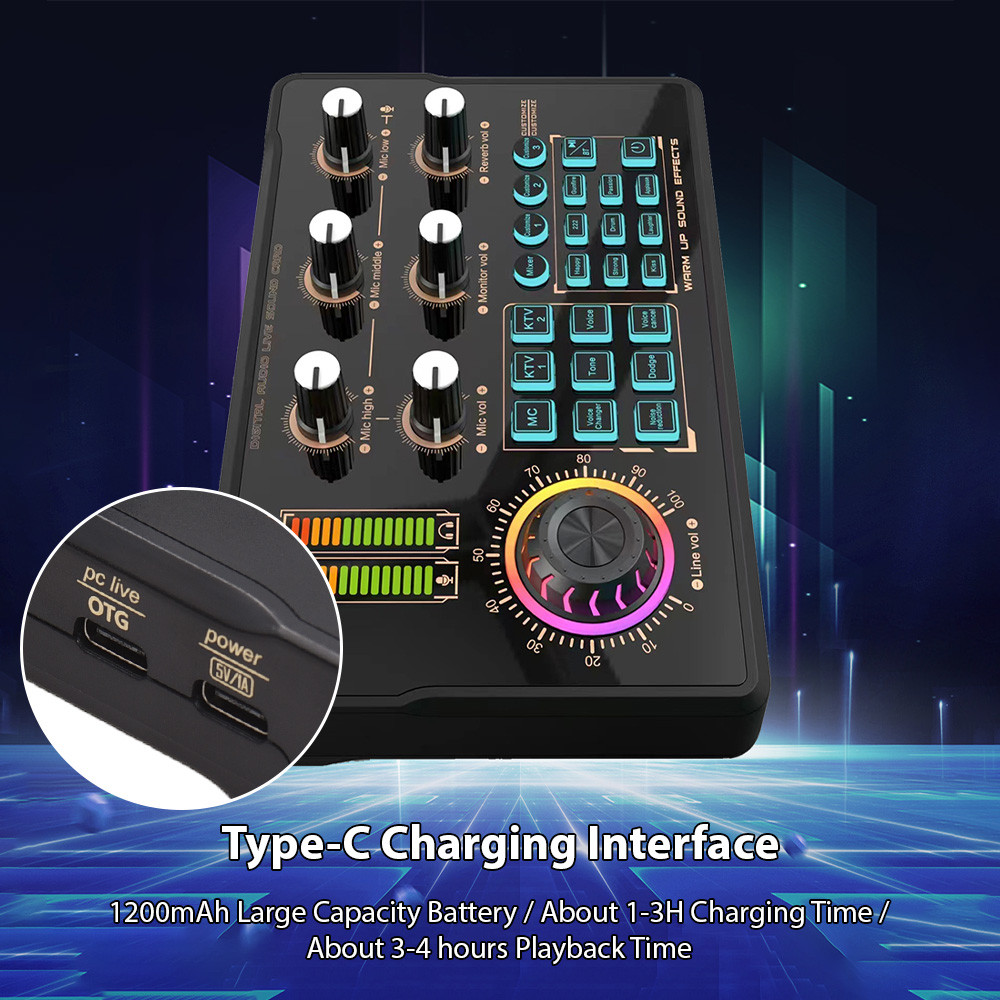 Telbr Placa De Som Ao Vivo Gravação De Áudio Mixer Profissional Com Efeitos De DJ E Trocador De Voz BT Interface Sem Fio