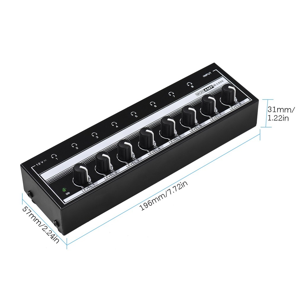 Amplificador De Fone De Ouvido fgstbr HA800 Áudio . Mini Microfone Estéreo Ultracompacto De 8 Canais AMP Com Adaptador D