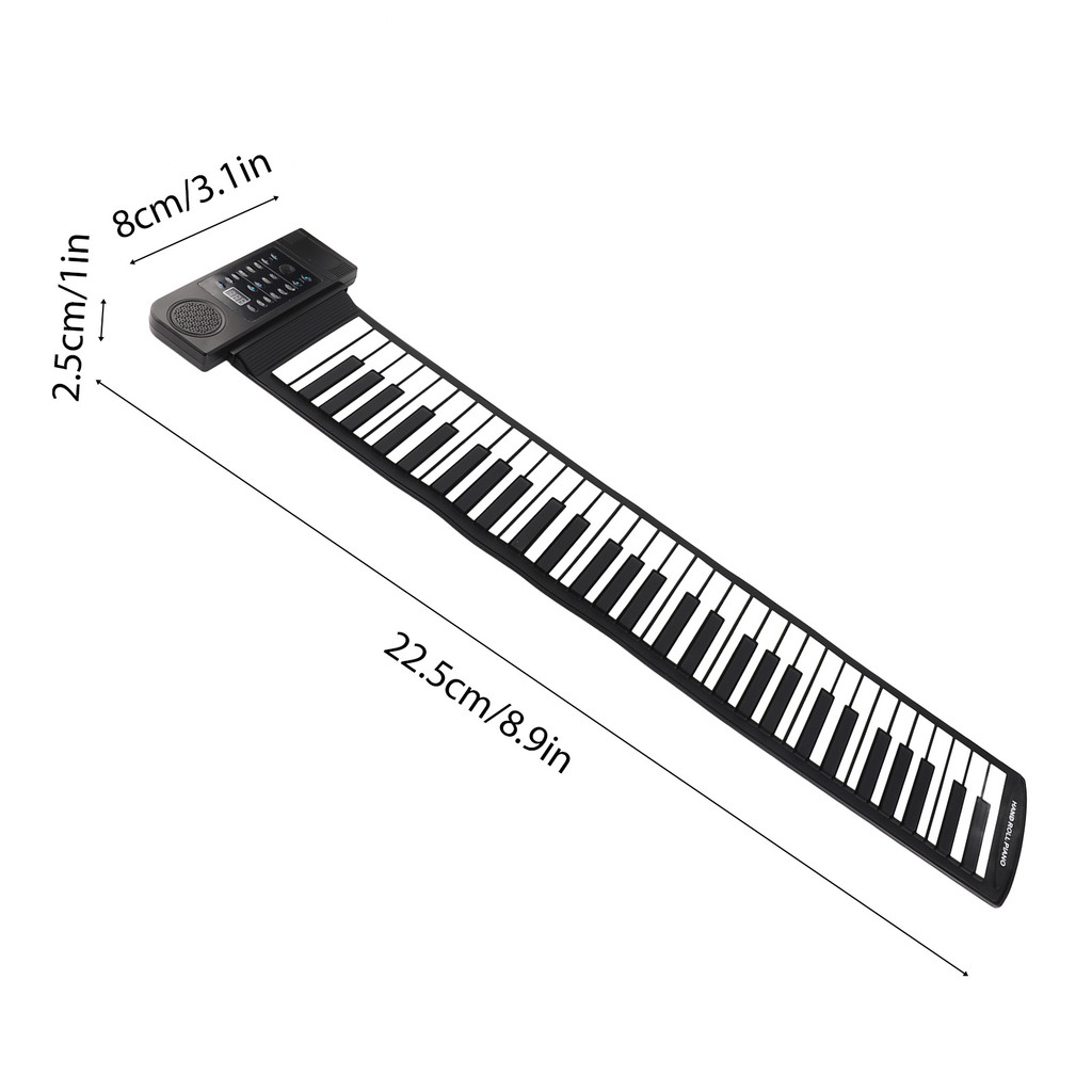 fgstbr Teclado MIDI Eletrônico De Piano Portátil De Silicone 61 Teclas Com Alto-Falante Embutido