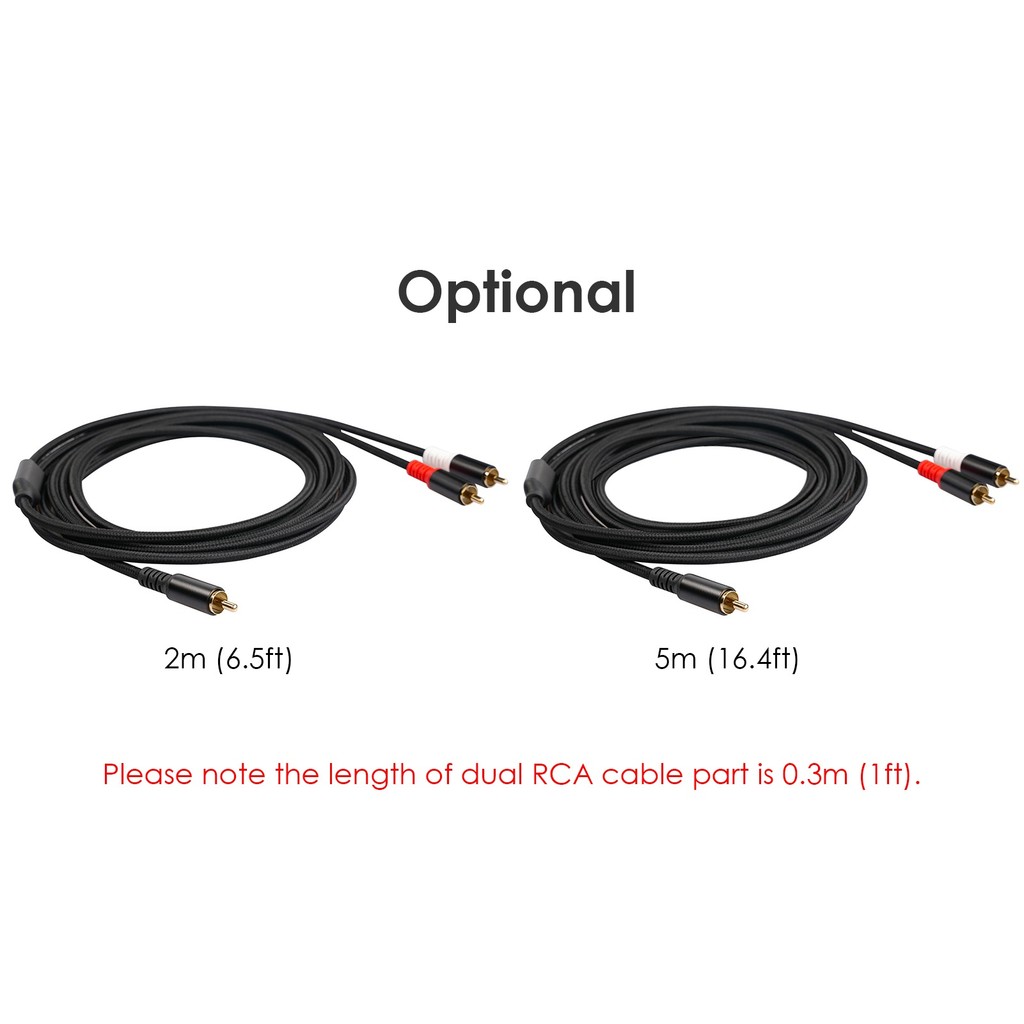 Cabo fgstbr RCA Y 1 Macho Para 2 Áudio Estéreo Com Blindagem Dupla Banhada A Ouro 16.4 Pés Amplificador TV Mixer CD DVD