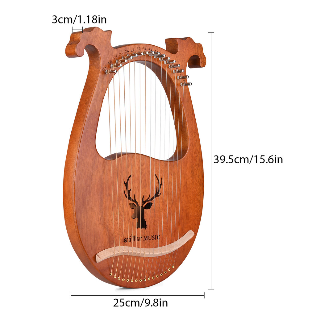 fgstbr 16 Cordas Lira Harpa Elk Padrão Instrumento De Madeira Maciça Com Afinação Martelo Pano De Limpeza Picaretas Para