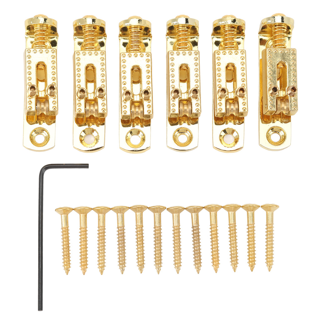 sicibr 6 Peças Sela De Ponte De Guitarra Metal Altura Ajustável 3 4 5 6 7 Cordas Elétrica Para Caixa De Charuto Banjo Ou
