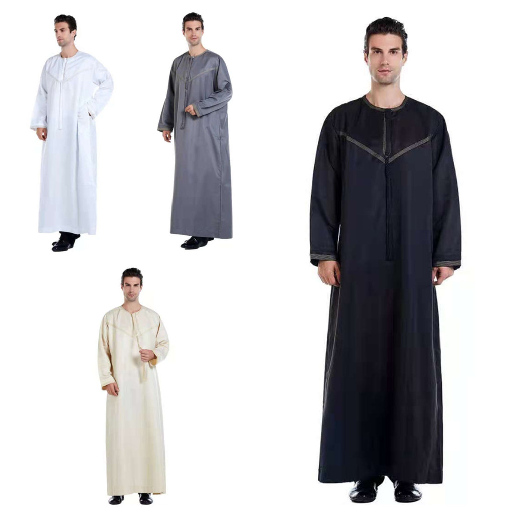 Ramadan Thobe Manga Longa Arábia Saudita Islâmico Poliéster Robe Kaftan