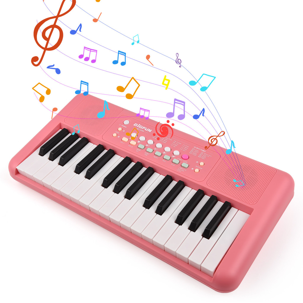 fgstbr Teclado Eletrônico De 32 Teclas Piano 16 Tons 10 Ritmos Demoções Alto-Falante Duplo Instrumento Musical Com Micro