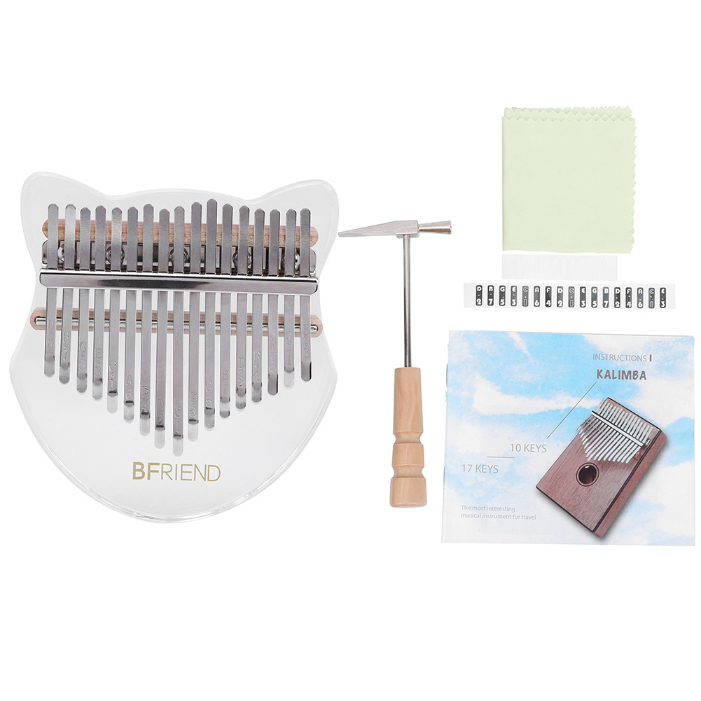 sicibr Instrumento De Teclado De Polegar Kalimba De 17 Teclas Com Bolsa E Martelo De Afinação Presente Musicaltransparen