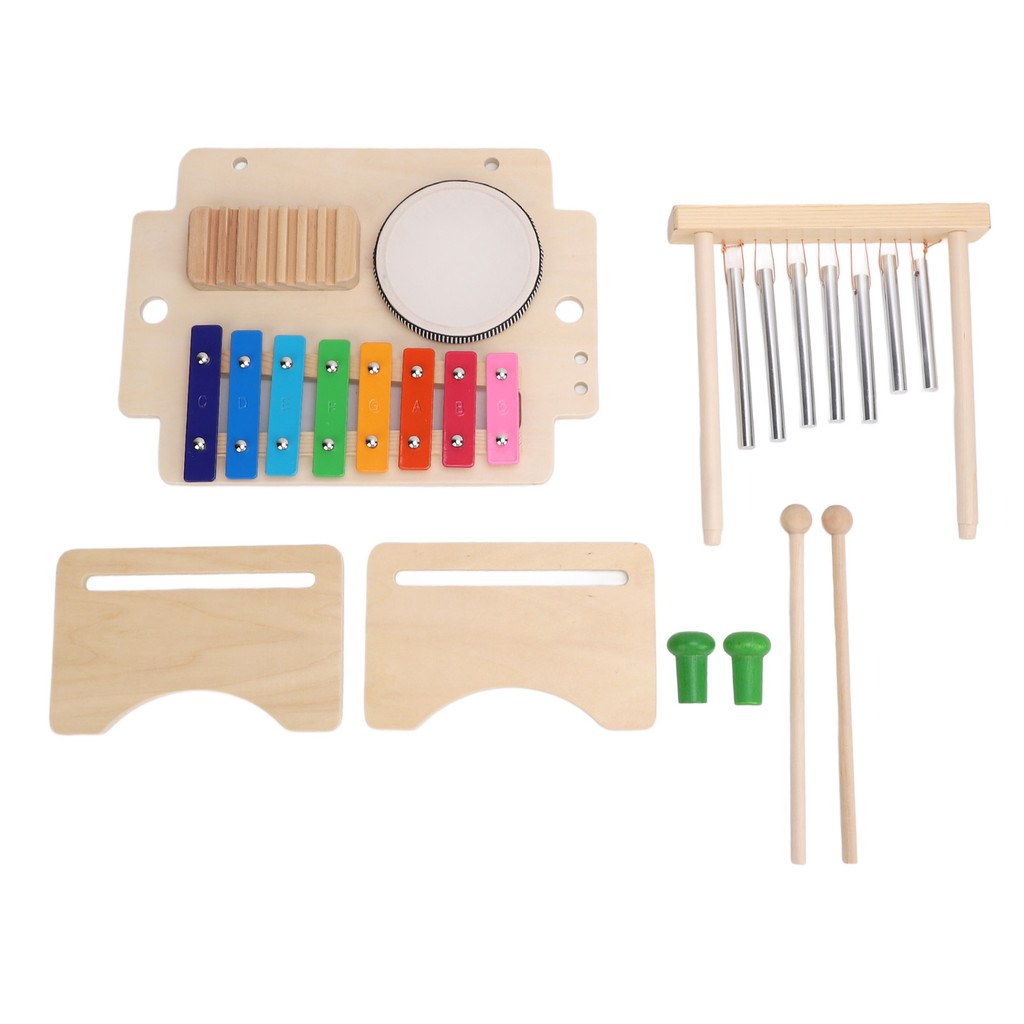sicibr Conjunto De Xilofone Infantil Com Carrilhão De Tambor , Instrumentos De Percussão Multifuncionais , Brinquedo Edu