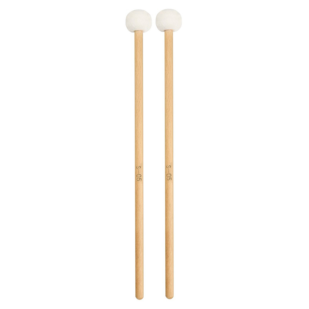 Toggbr 1 Par De Baquetas De Feltro Com Cabo De Madeira Para Instrumento De Percussão Branco