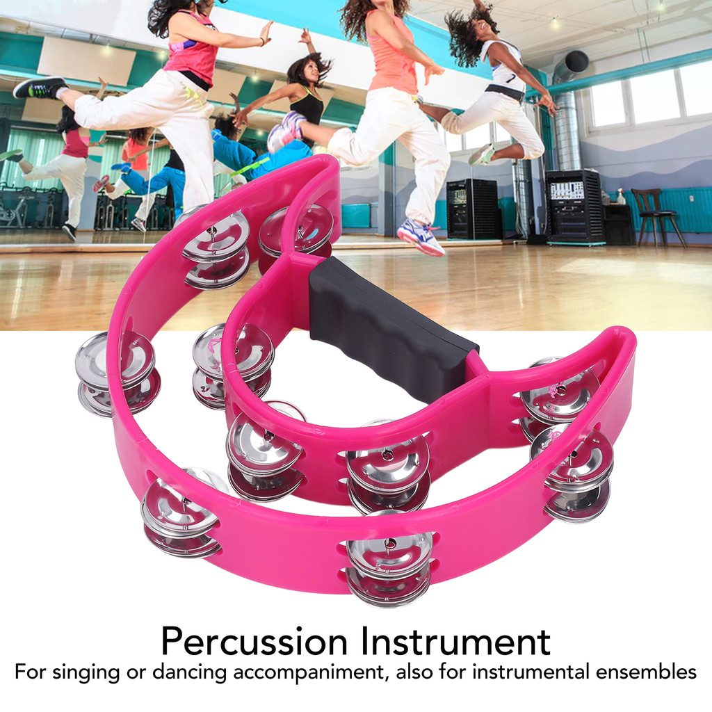 Toulbr Pandeiro Musical Meia Lua Dupla Linha Jingles Tambor De Percussão Portátil Para Festa KTV