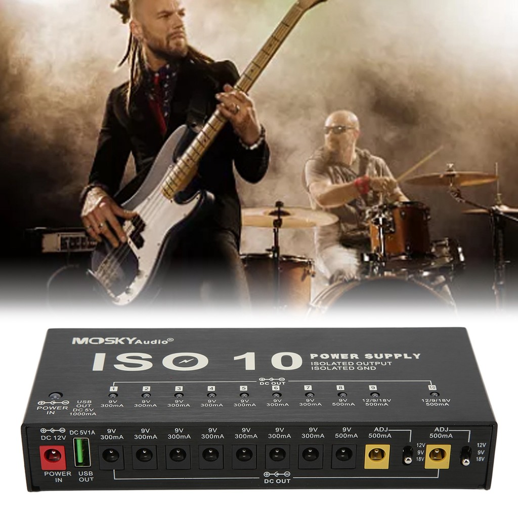 Fonte De Alimentação Para Pedal De Guitarra Telbr , 10 Saídas Isoladas , Multiefeito Com 2 Tomadas De Tensão Ajustáveis