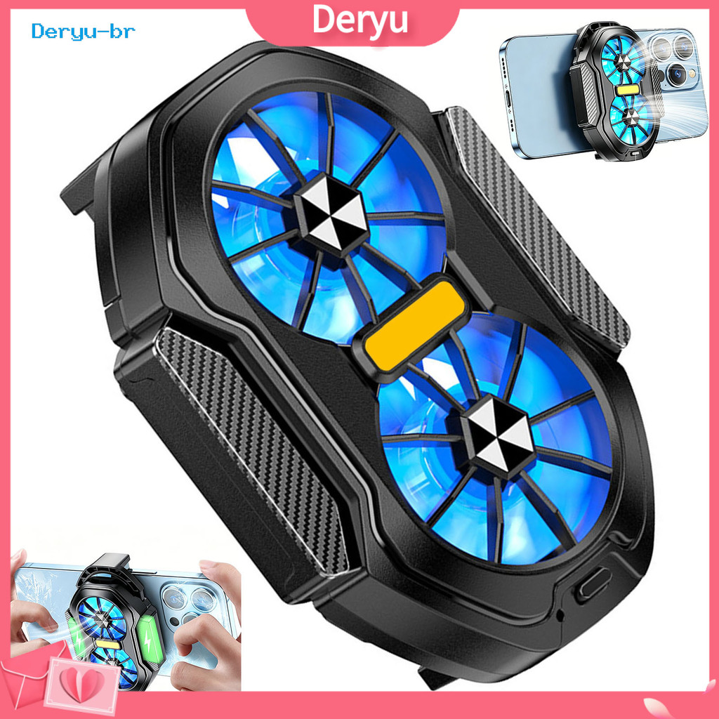 deryu.br Refrigerador De Telefone Móvel Com Ventilador De Resfriamento Duplo Dissipador De Calor Do Radiador Celular Rec
