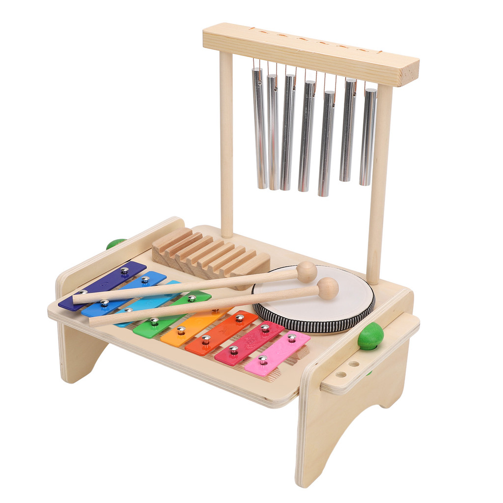 fgstbr Conjunto De Xilofone Infantil Com Carrilhão De Tambor , Instrumentos De Percussão Multifuncionais , Brinquedo Edu