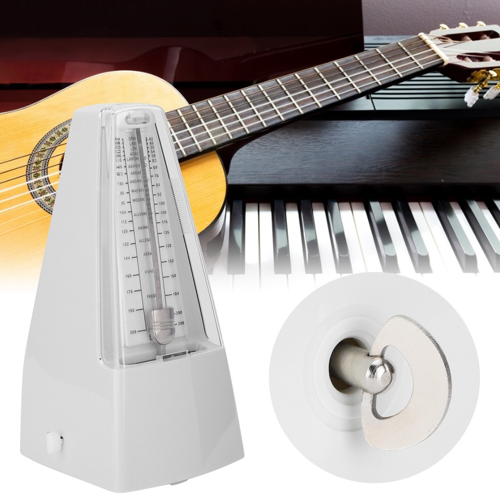fgstbr Metrônomo Mecânico Música Universal Clássico Eletrônico Para Conjunto De Tambor De Piano Baixo Violinobranco