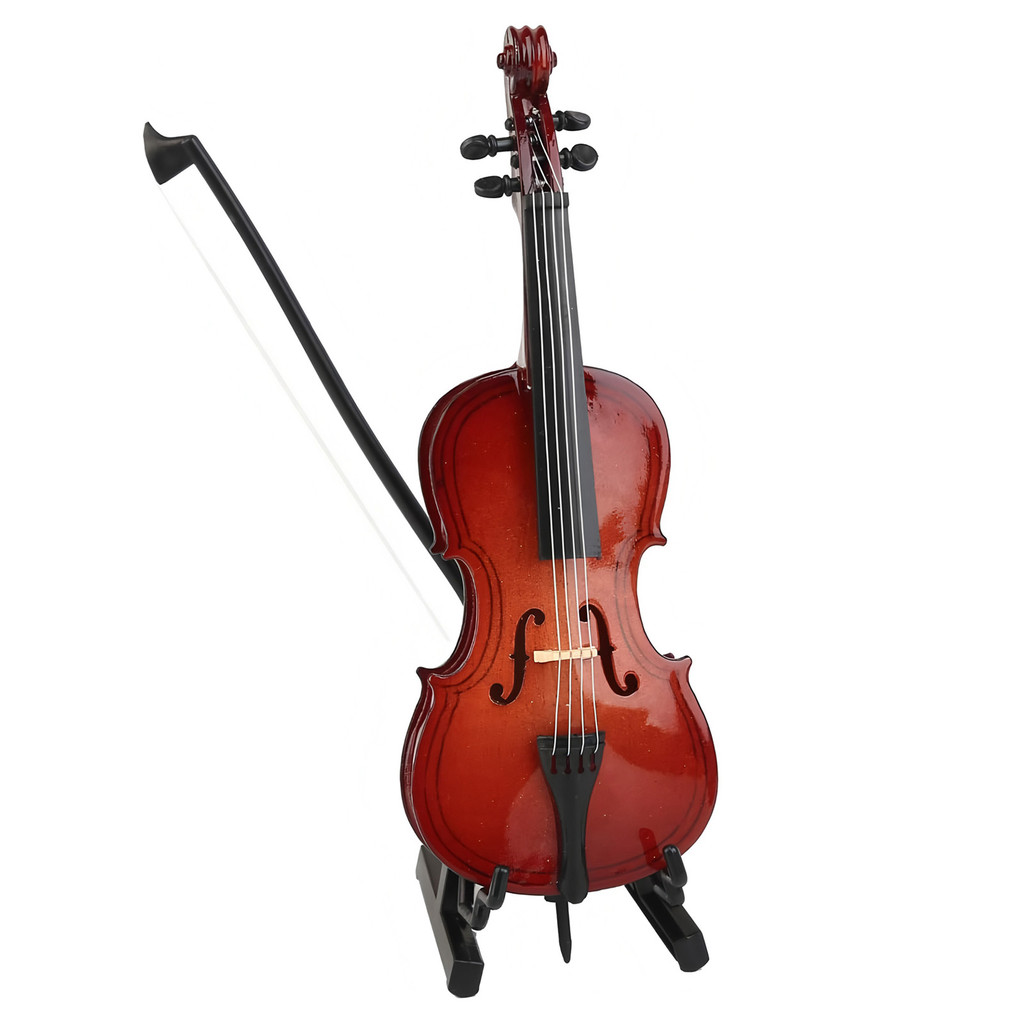 Telbr Modelo De Mini Violoncelo De Madeira Com Suporte , Instrumento De 4 Cordas , Presente , Exibição De Escritório Em