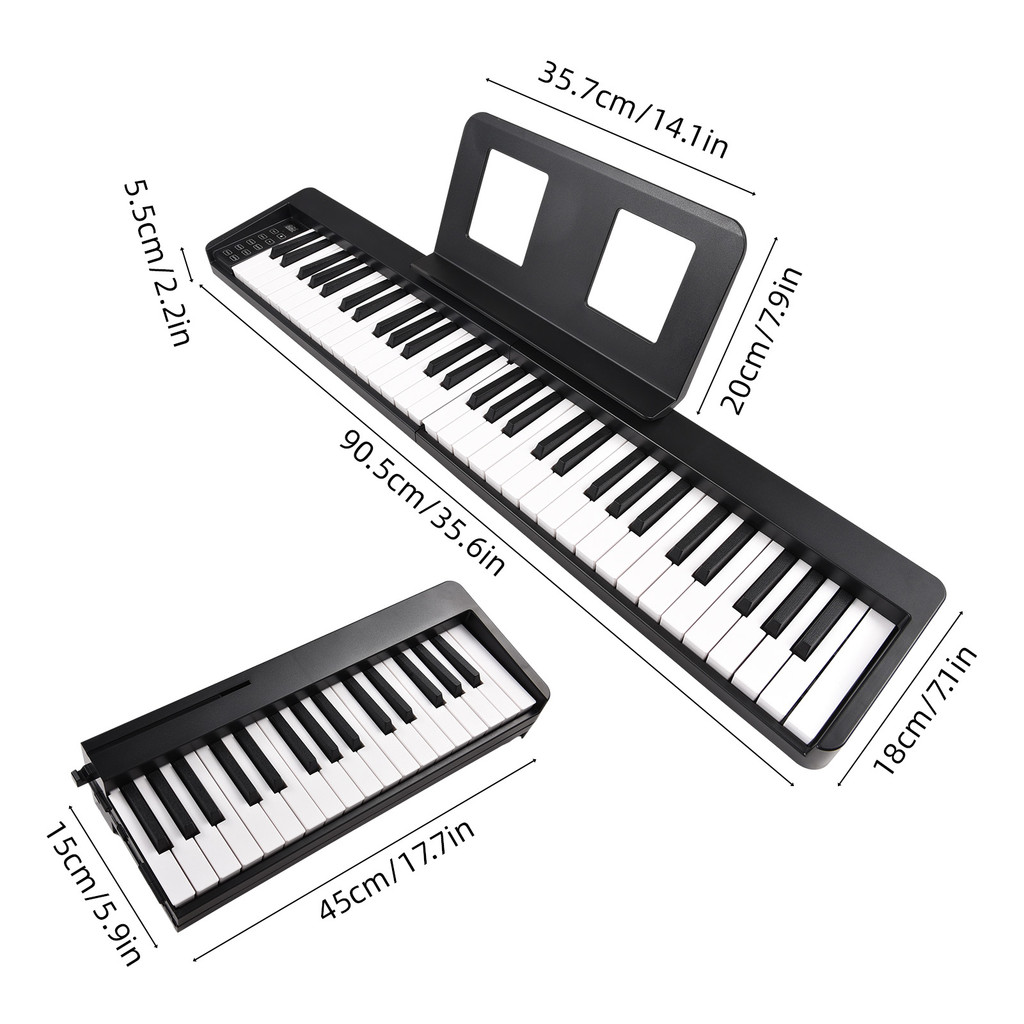 fgstbr Piano Eletrônico Dobrável De 61 Teclas Órgão Multifuncional Teclado Sensível Com Tela LCD Bateria Recarregável Em