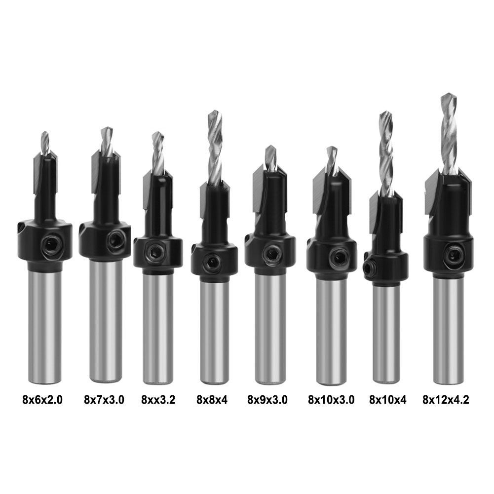 [HOT] Fresadora Extratora De Parafuso De Roteador Escareador Para Carpintaria HSS Com Haste De 8 Mm-SULO