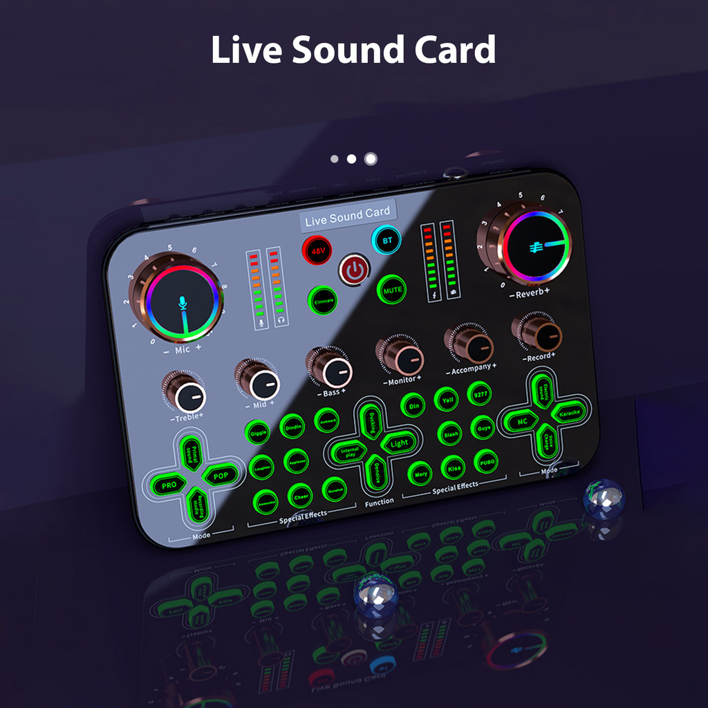 Telbr Placa De Som Ao Vivo Mixer De Áudio Gravação Desktop Cantando BT 48V XLR Phantom Fonte De Alimentação OTG Digital