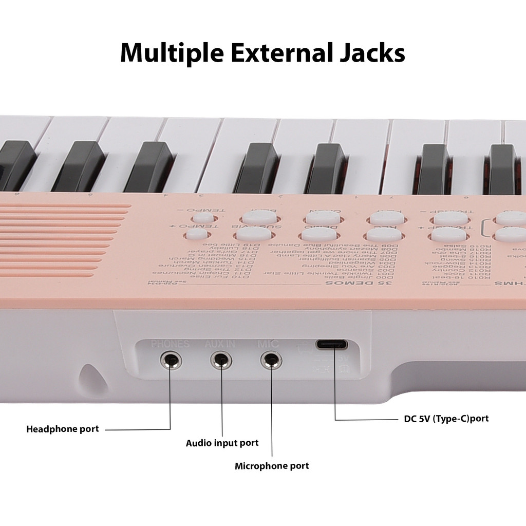 Tggbr 37 Teclas Teclado Eletrônico Piano 200 Tons Ritmos 35 Demoções Instrumento Musical Com Microfone Modo De Energia D