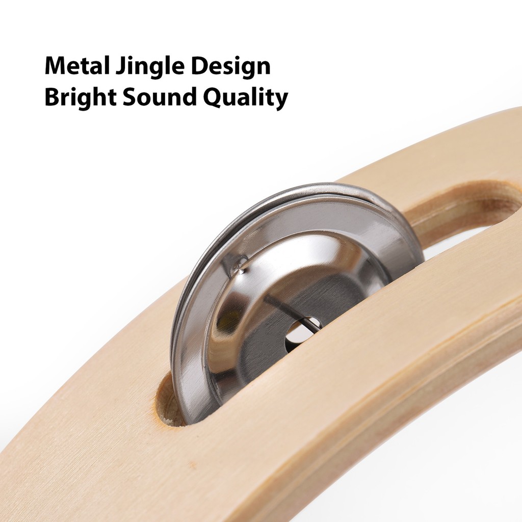 Telbr 8 Polegada Pandeiro Para Adultos Agradável Jingle Som Manivela Sino Anéis De Madeira Cor Natural Metal Percus
