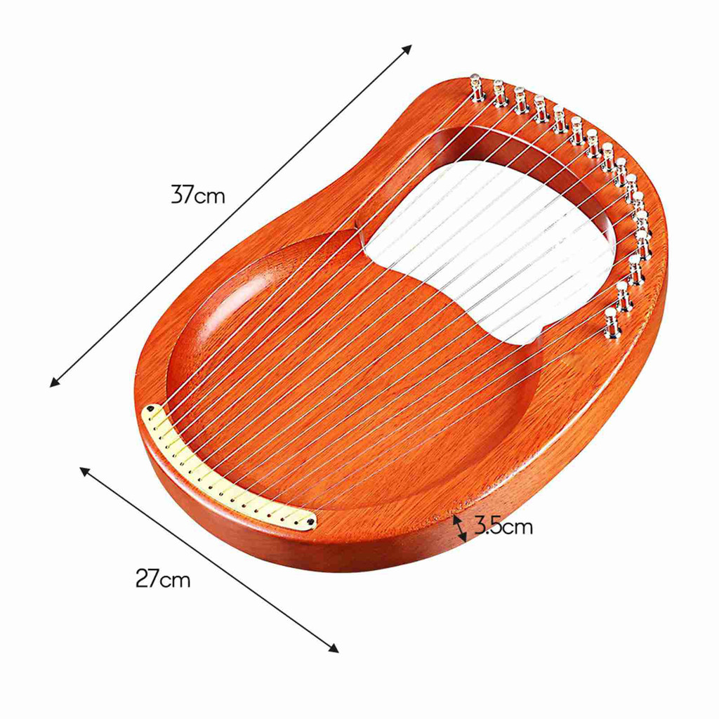 fgstbr Walter.t Harpa De Lira De Madeira De 16 Cordas De Metal Instrumento De Corda Maciça De Mogno Com Bolsa De Transpo
