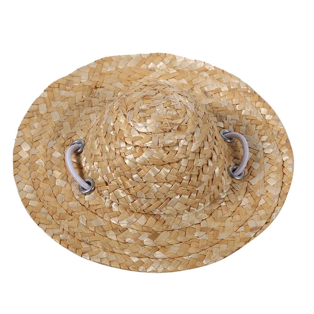 Pequeno Bonito Artesanal Tecido Palha Pet Filhote De Cachorro Chapéu Elegante Traje Chapéus Para Cão Gato # S