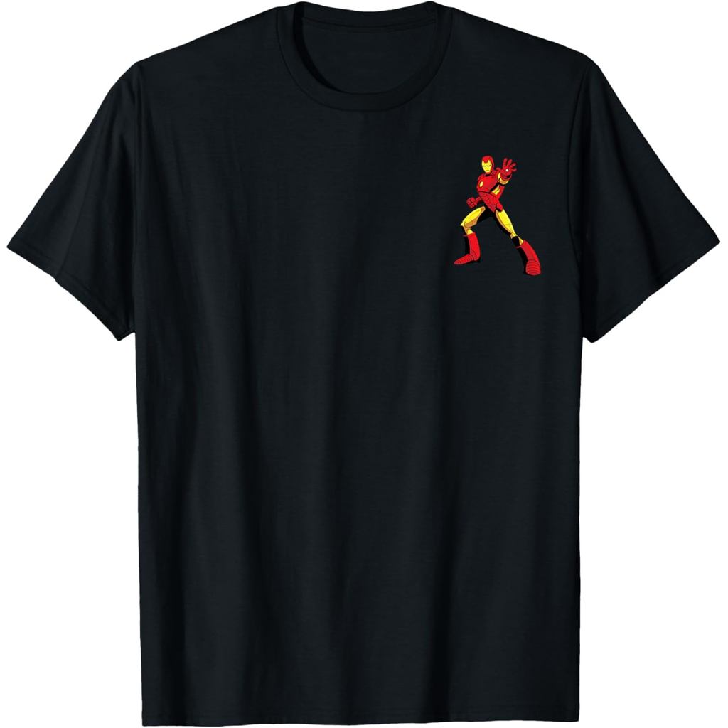 Camiseta Masculina De Algodão Marvel Super Heroes Avengers Iron Man Pocket Art