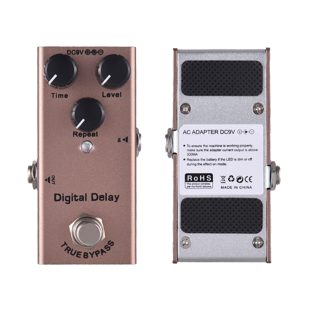 Pedal De Efeitos De Guitarra Telbr Atraso Digital Com Botão De Controle De Tempo/Nível/Repetição True Bypass DC 9V 6.35