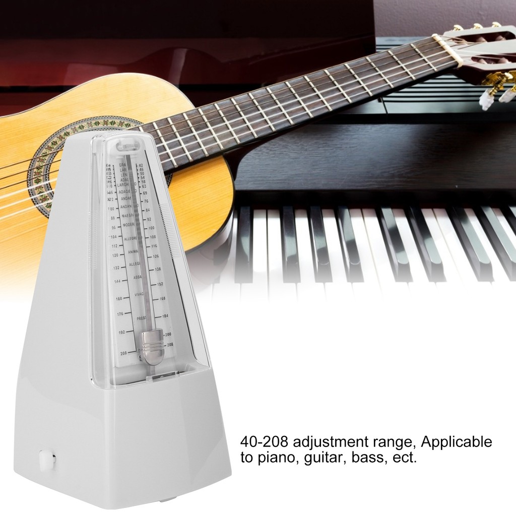 Telbr Metrônomo Mecânico Música Universal Clássico Eletrônico Para Conjunto De Tambor De Piano Baixo Violinobranco