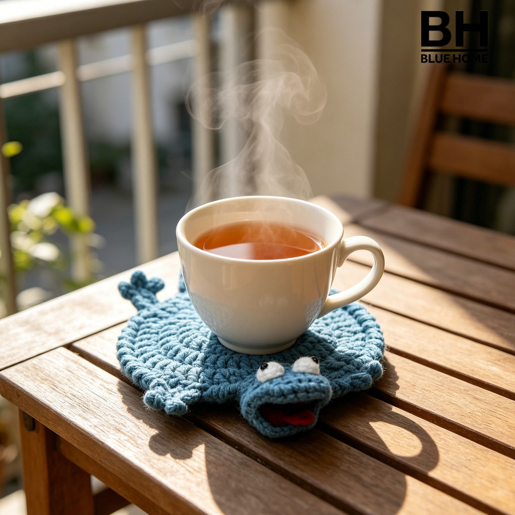 Bluehome Lizard Coaster , Tapete De Copo De Animal De Crochê Feito À Mão , Porta-Copos De Malha Macia E Fofa Para Mesa ,