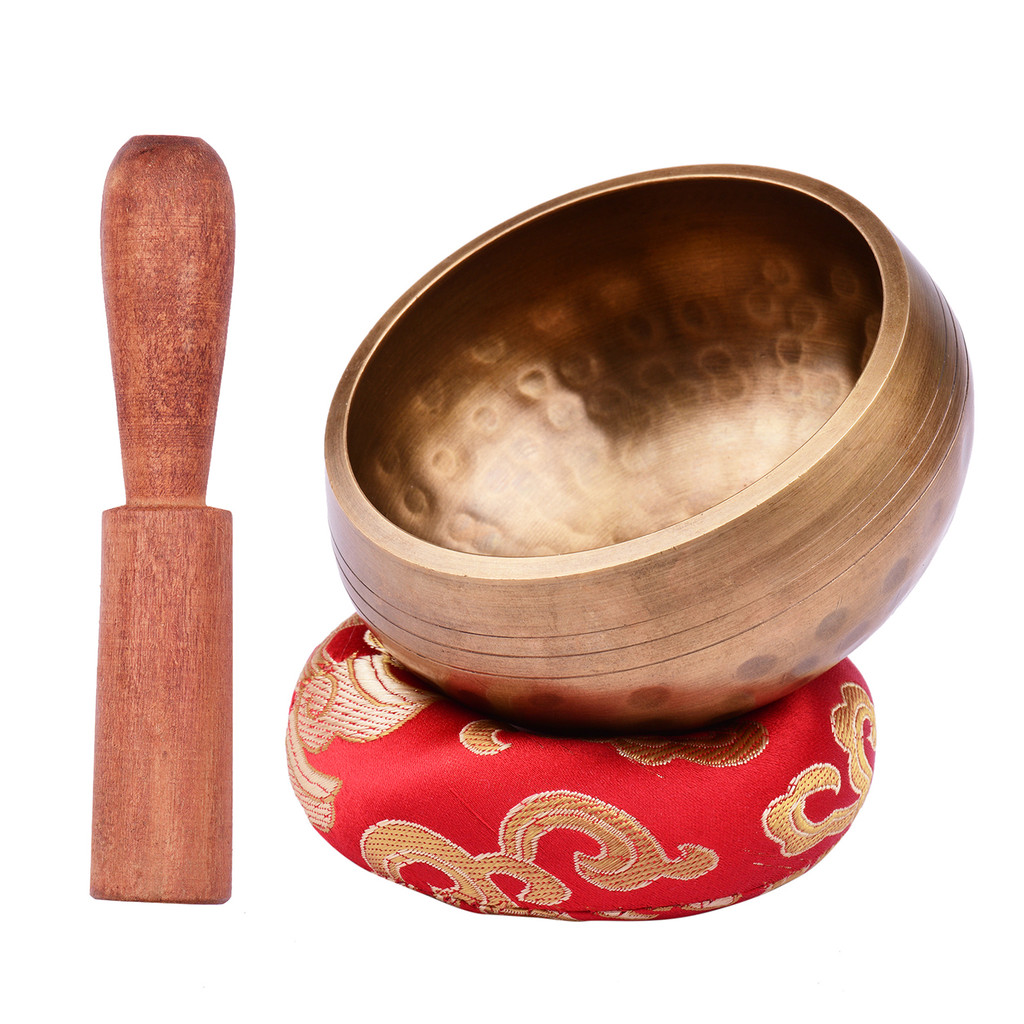 Conjunto De Tigela De Canto Tibetana wohobr Com Som De Metal Artesanal De 8 Cm/3 Polegadas E Almofada Macia Atacante De