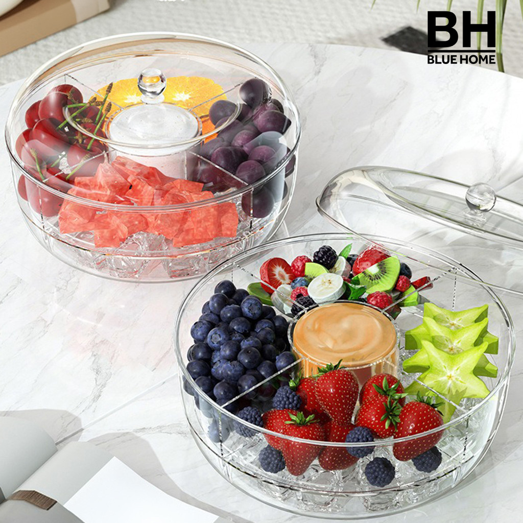 Caixa De Salada Giratória Bluehome , Com Bandeja De Frutas Copo De Molho Multigrade E Central , Design De Base De Resfri
