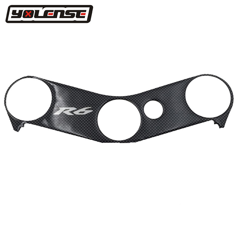 Para YAMAHA YZF-R6 R6 YZFR6 2006-2016 Motocicleta Decalque De Fibra Carbono Adesivo Almofada Tripla Árvore Superior Braç