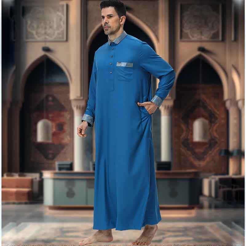 Eid Muçulmano Masculino Jubba Thobe Árabe Saudita Robe Djellaba Vestido Ramadan Thoub Abaya Kaftan Daffah Prato Marroqui