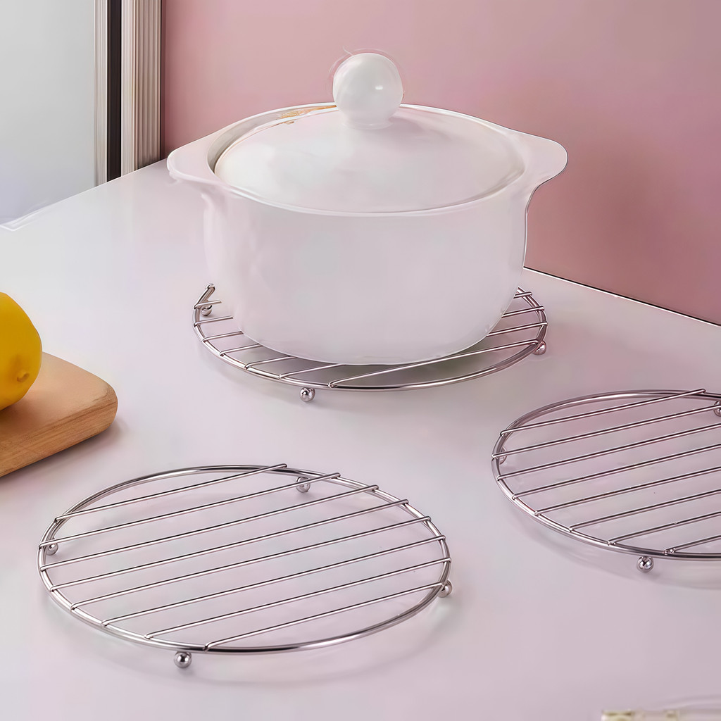 [SKI] Trivet De Aço Inoxidável Espessado Com Pés Antiderrapantes Tapete De Panela Resistente Ao Calor Para Pratos Quente