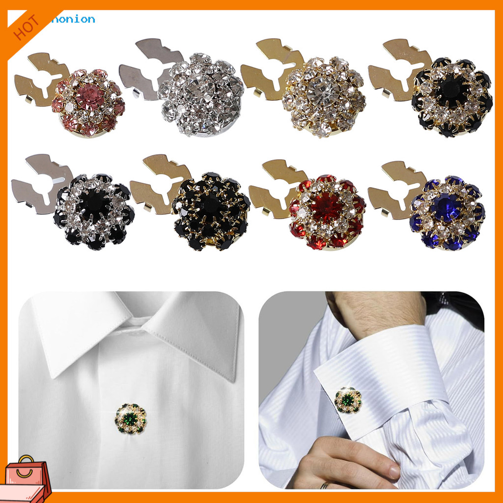 [GON] ☆ Abotoaduras De Metal Strass Incrustação Forma Cogumelo Botão Cobre Camisas Jaquetas Acessórios De Roupas DIY