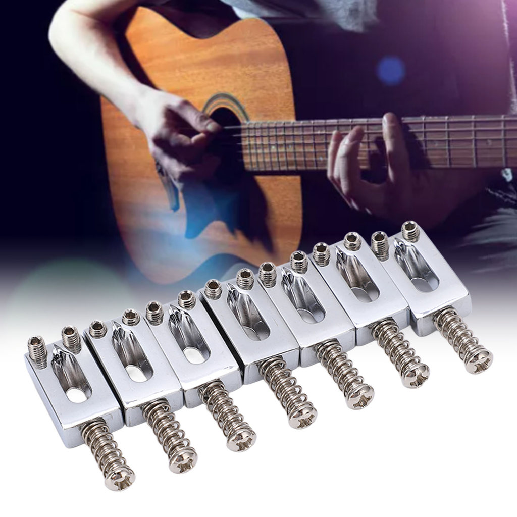 Telbr 7 Peças Sela De Ponte De Guitarra Elétrica Portátil Substituição Corda De Rolo De Metal Para Instrumento Musical
