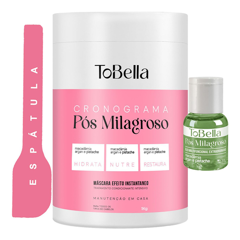 Mascara Cronograma Capilar To Bella Pós Milagrosso 1kg + Óleo e Espátula